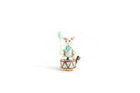 Artisan-Made Vintage 1:12 Miniature Dollhouse Mint Green & White Bunny Rabbit Music Box