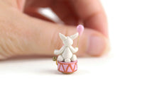Artisan-Made Vintage 1:12 Miniature Dollhouse Pink & White Bunny Rabbit Music Box