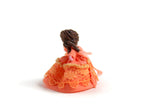 Artisan-Made Vintage 1:12 Miniature Dollhouse Doll in Orange Dress