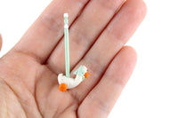 Artisan-Made Vintage 1:12 Miniature Dollhouse Duck Push Toy