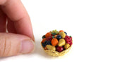 Artisan-Made Vintage 1:12 Miniature Dollhouse Gold Metal Bowl with Assorted Fruit