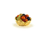 Artisan-Made Vintage 1:12 Miniature Dollhouse Gold Metal Bowl with Assorted Fruit