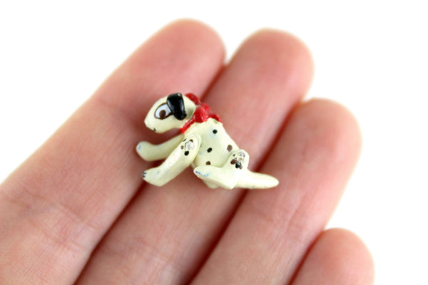Artisan-Made Vintage 1:12 Miniature Dollhouse Jointed Dalmatian Puppy Toy