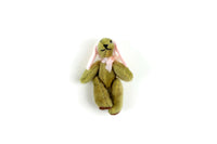 Artisan-Made Vintage 1:12 Miniature Dollhouse Light Brown Teddy Bear in Bunny Costume