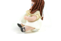 Artisan-Made Vintage 1:12 Miniature Dollhouse Porcelain Doll with Beige Dress