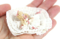 Artisan-Made Vintage 1:12 Miniature Dollhouse Porcelain Doll with White Lace Ruffled Dress