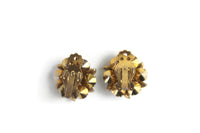 Vintage Gold Aurora Borealis Iridescent Rhinestone Clip-On Earrings