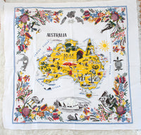 Vintage 34" Square Australia Souvenir Tablecloth