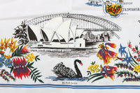 Vintage 34" Square Australia Souvenir Tablecloth