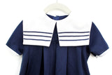 Vintage Navy Blue & White Sailor Baby or Toddler Dress