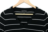 Banana Republic Washable Merino Black Stripe V-Neck Sweater, Size S