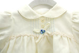 Vintage Cream Pastel & Blue Floral Baby Dress, Size 6-9 Months