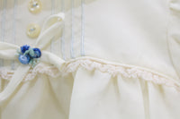 Vintage Cream Pastel & Blue Floral Baby Dress, Size 6-9 Months