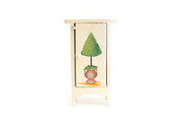 Vintage 1:12 Miniature Dollhouse Beige & Green Painted Tree Cabinet, Cupboard or Armoire