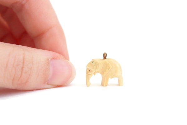 Vintage Miniature Beige Elephant Figurine Charm