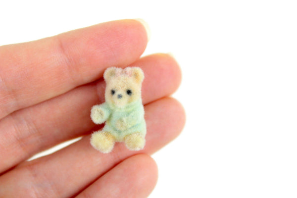 Vintage 1:12 Miniature Dollhouse Beige Flocked Teddy Bear