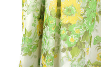 Vintage Beige, Green & Yellow Floral Print Halter Maxi Dress