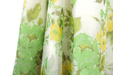 Vintage Beige, Green & Yellow Floral Print Halter Maxi Dress