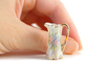 Artisan-Made Vintage 1:12 Miniature Dollhouse Porcelain Floral Pitcher Signed by Vince Stapleton