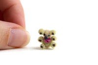 Vintage 1:12 Miniature Dollhouse Micro Mini Beige & Brown Pompom Teddy Bear