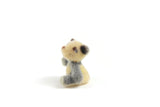 Vintage 1:12 Miniature Dollhouse Gray & Beige Flocked Teddy Bear