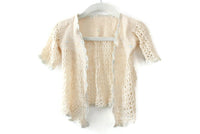 Vintage & Handmade Cream & Light Blue Crochet Baby Cardigan Sweater