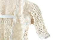 Vintage & Handmade Cream & Light Blue Crochet Baby Cardigan Sweater