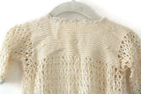 Vintage & Handmade Cream & Light Blue Crochet Baby Cardigan Sweater