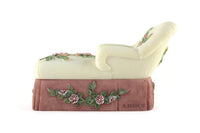 Vintage 1:12 Miniature Dollhouse Beige & Floral Print Chaise or Jewelry Box