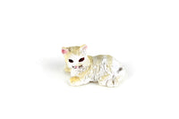 Vintage 1:12 Miniature Dollhouse Beige & White Cat Figurine