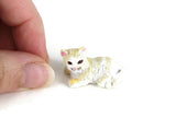 Vintage 1:12 Miniature Dollhouse Beige & White Cat Figurine