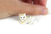 Vintage 1:12 Miniature Dollhouse Beige & White Cat Figurine