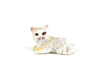 Vintage 1:12 Miniature Dollhouse Beige & White Cat Figurine