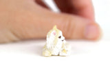 Vintage 1:12 Miniature Dollhouse Beige & White Cat Figurine