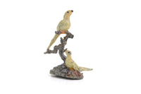 Vintage Painted Metal Pale Yellow Birds on Branches Figurine