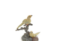 Vintage Painted Metal Pale Yellow Birds on Branches Figurine