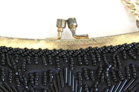 Vintage Black Beaded & Gold Evening Bag Purse