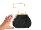 Vintage Black Beaded & Gold Evening Bag Purse