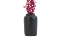 Vintage 1:12 Miniature Dollhouse Black Vase with Tall Deep Pink Dried Flower Stems