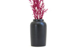 Vintage 1:12 Miniature Dollhouse Black Vase with Tall Deep Pink Dried Flower Stems