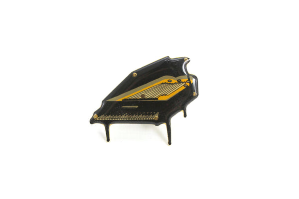 Vintage Black Grand Piano Brooch Pin