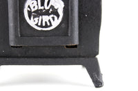 Vintage 1:12 Miniature Dollhouse Black Metal Blue Bird Stove