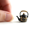 Vintage 1:12 Miniature Dollhouse Black & Gold Tea Kettle