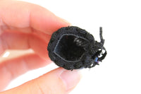 Artisan-Made Vintage 1:12 Miniature Dollhouse Black Navy Blue Faux Fur Pillbox Hat with Feathers