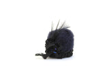 Artisan-Made Vintage 1:12 Miniature Dollhouse Black Navy Blue Faux Fur Pillbox Hat with Feathers