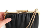 Vintage Black Satin & Gold Evening Bag Purse