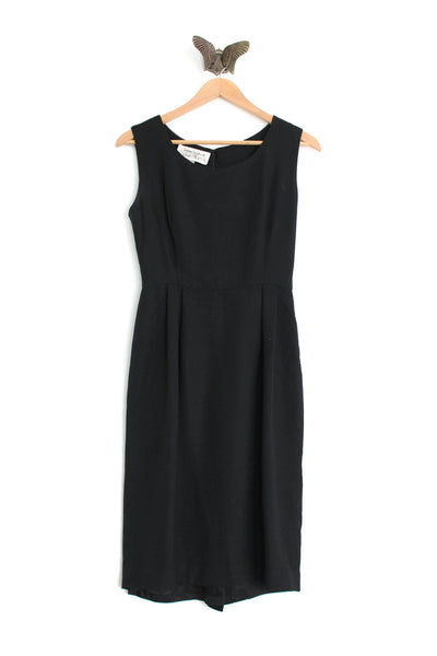 Vintage Black Sleeveless Knee-Length Pencil Wiggle Dress