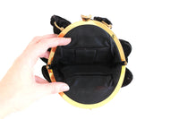 Vintage Black Velvet & Gold Evening Bag or Purse with Rhinestone Accents