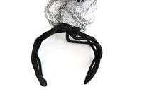 Vintage Black Velvet Fascinator Hat Headband with Netting