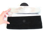 Vintage Black Velvet & Silver Clutch Purse with Rhinestone Accents